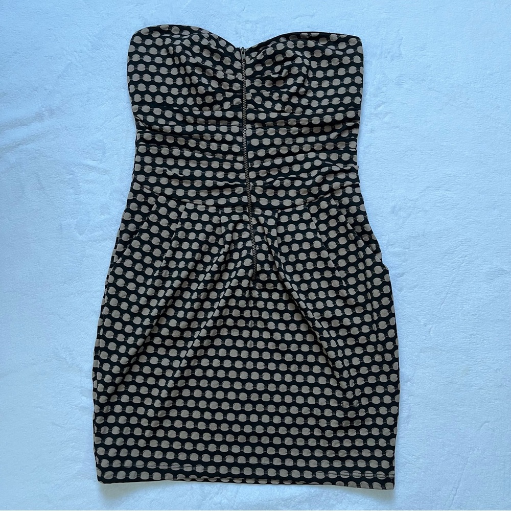 Eclipse sweetheart neckline polka dot strapless dress